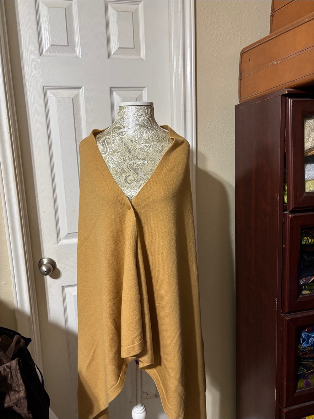 IMAN Mustard Yellow Knit Poncho